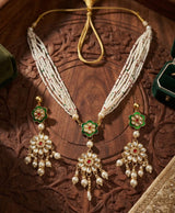 Green Floral Pearl Multistrand Jewellery Set
