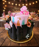 Pink Floral Butterfly Chocolate Sail Cake