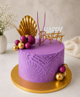Textured Purple & Gold Palm Birthday Cake