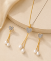 Elegant Heart Pearl Drop Necklace & Earrings Set