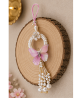 Pink Butterfly Pearl Designer Lumba Rakhi