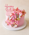 Pink Floral Butterfly Dream Strawberry Cream Cake