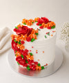 Vibrant Red & Orange Buttercream Floral Cake