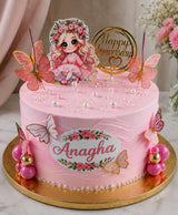 Personalized Anagha Butterfly Fairy Princess Vanilla Cake