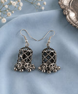 Silver Floral Filigree Drop Earrings