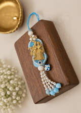 Blue Radha Krishna Designer Lumba Rakhi