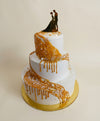 Royal Gold Cascade Three-Tier Vanilla Wedding Cake