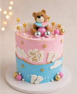 Teddy Bear Welcome Baby Newborn Vanilla Cake