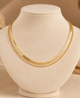Gold-Tone Double-Layer Herringbone Chain Necklace
