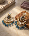 Royal Blue Kundan Chandbali Earrings