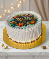Festive Happy New Year Edible Photo Vanilla Cake