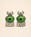 Peacock Eye Green Oval Dangle Earrings