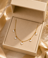 White Heart Charm Layered Chain Necklace