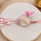 Lavender Butterfly Pearl Lumba Rakhi