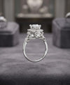 Silver-Tone Floral Crystal Ring