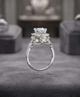 Silver-Tone Floral Crystal Ring