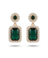 Emerald Green Crystal Rectangular Drop Earrings