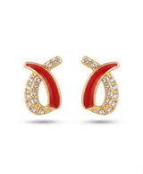 Ruby Crystal Crescent Stud Earrings