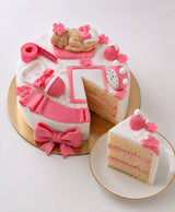 Sweet Sleeping Baby Pink & White Birth Milestone Theme Cake