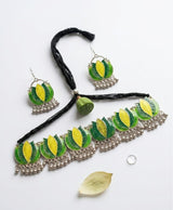 Green Leaf Enamel Jewellery Set