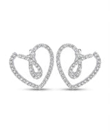 Silver Crystal Double Heart Stud Earrings