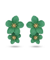 Emerald Green Floral Double Drop Earrings