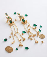 Emerald Green Floral Chain Drop Earrings