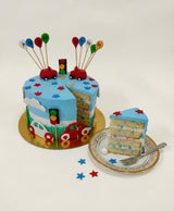 Colorful Car & Balloon Fondant Theme Vanilla Cake
