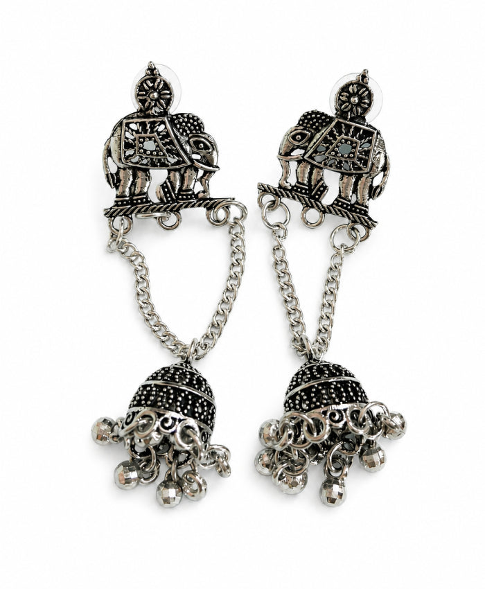 Elephant Chain Jhumka Dangle Earrings