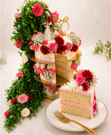 Hanging Chandelier Red Velvet & Rose Engagement Cake