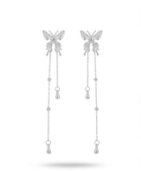 Silver Butterfly Chain Drop Earrings