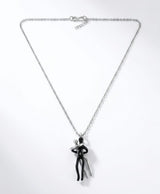 Silver-Tone Black Figure Pendant Necklace