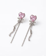 Blush Heart Ribbon Drop Earrings