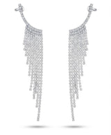 Silver Crystal Cascade Ear Cuffs