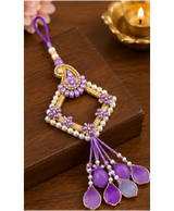 Lavender Pearl Paisley Designer Lumba Rakhi