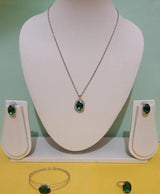 Emerald Green Oval Jewellery Set
