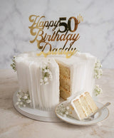 Golden 50th Birthday White Wafer Paper Sail Cake