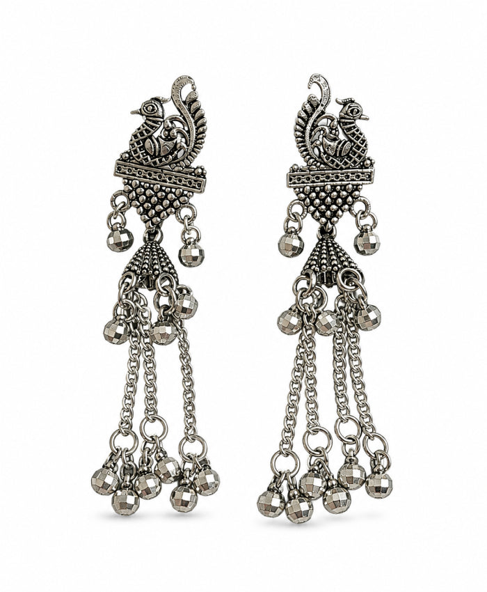 Peacock Motif Dangle Earrings