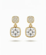 Gold-Tone Square Crystal Drop Earrings