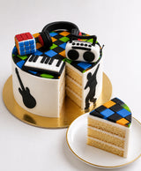 Retro Music & Disco Theme Fondant Birthday Cake