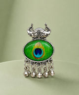 Peacock Eye Green Oval Dangle Earrings