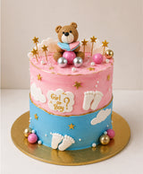 Teddy Bear Welcome Baby Newborn Vanilla Cake