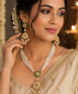 Green Floral Pearl Multistrand Jewellery Set