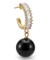 Gold-Tone Crystal Hoop Earrings with Black Beaded Drops