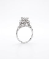 Silver-Tone Floral Crystal Ring