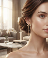 Golden Bow Pearl Chain Drop Earrings