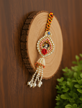 Radha Krishna Pearl Designer Lumba Rakhi