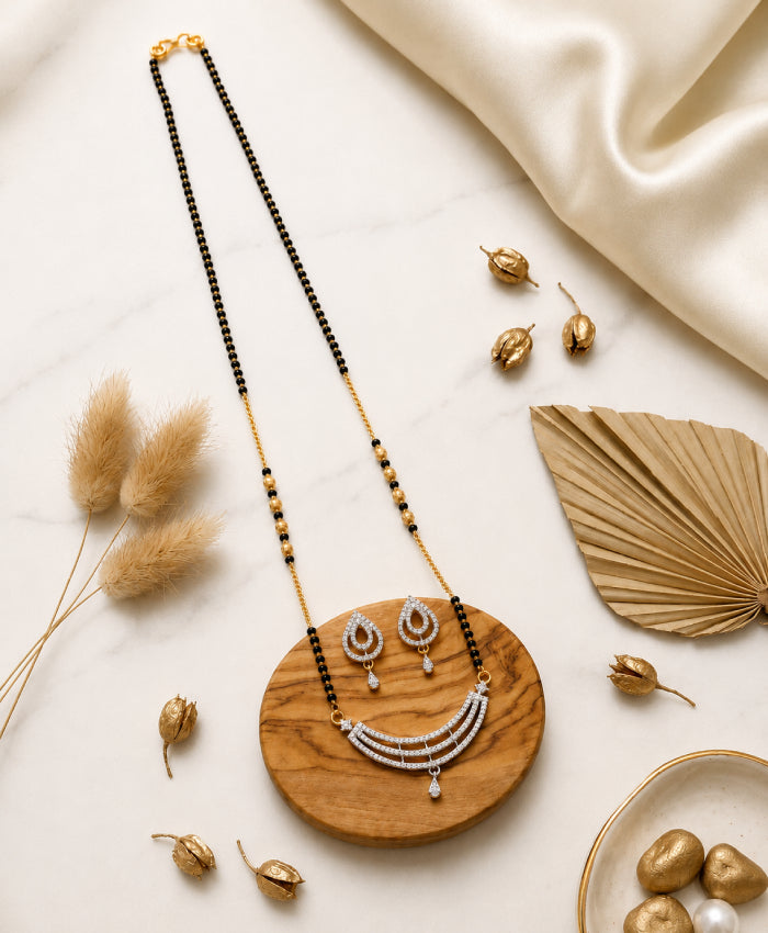 Crystal Crescent Mangalsutra Set