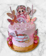 Personalized Anagha Butterfly Fairy Princess Vanilla Cake