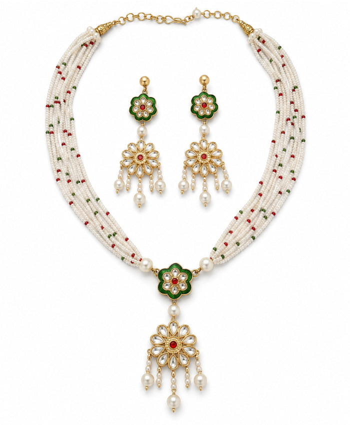 Pearl Floral Multistrand Jewellery Set
